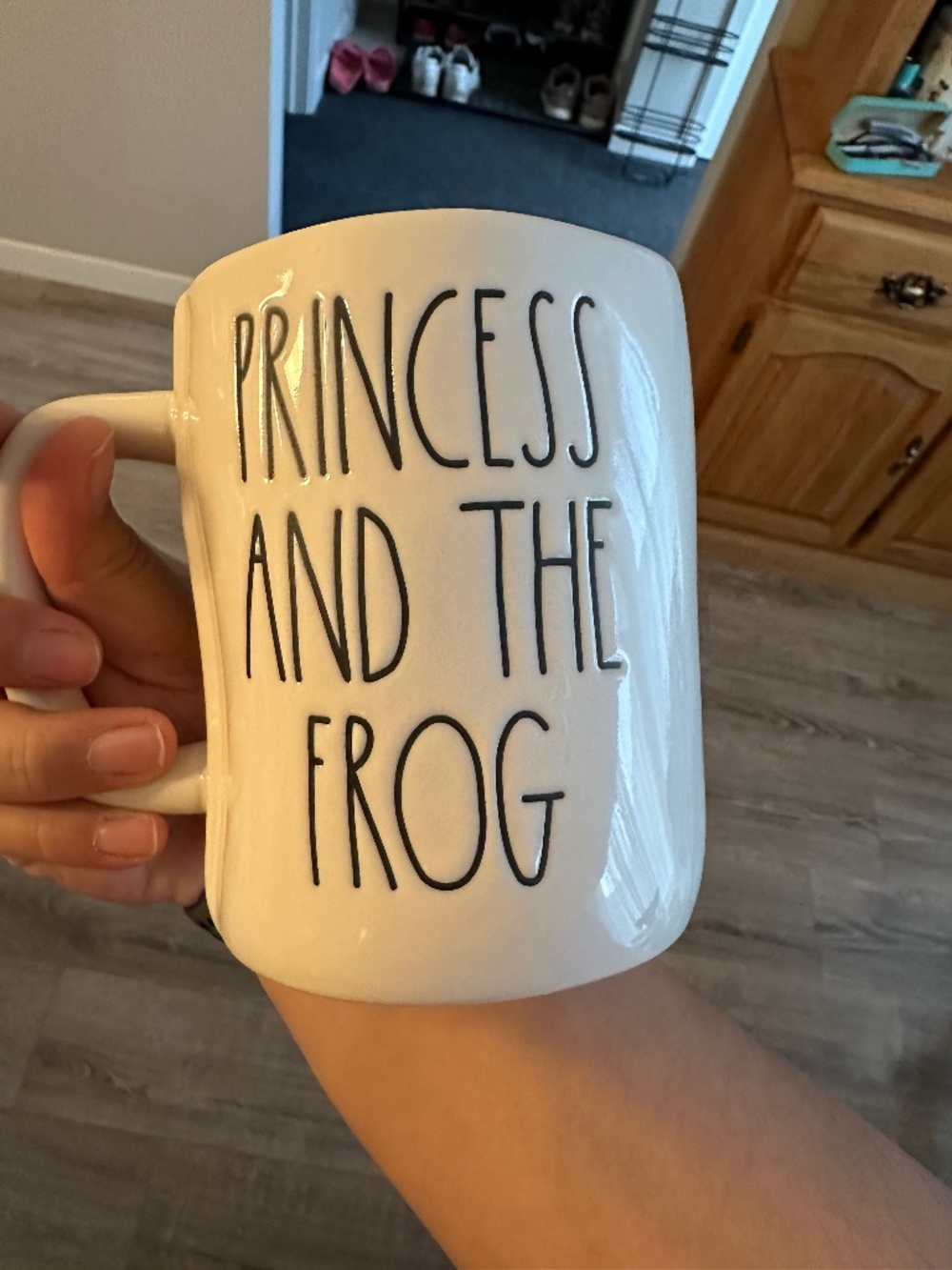 Rae Dunn Disney "PRINCESS AND THE FROG" Double Sided Mug Blue Interior New